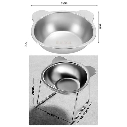 15 Degree Tilted Raised Cat Bowls Stainless Steel Food Water Set