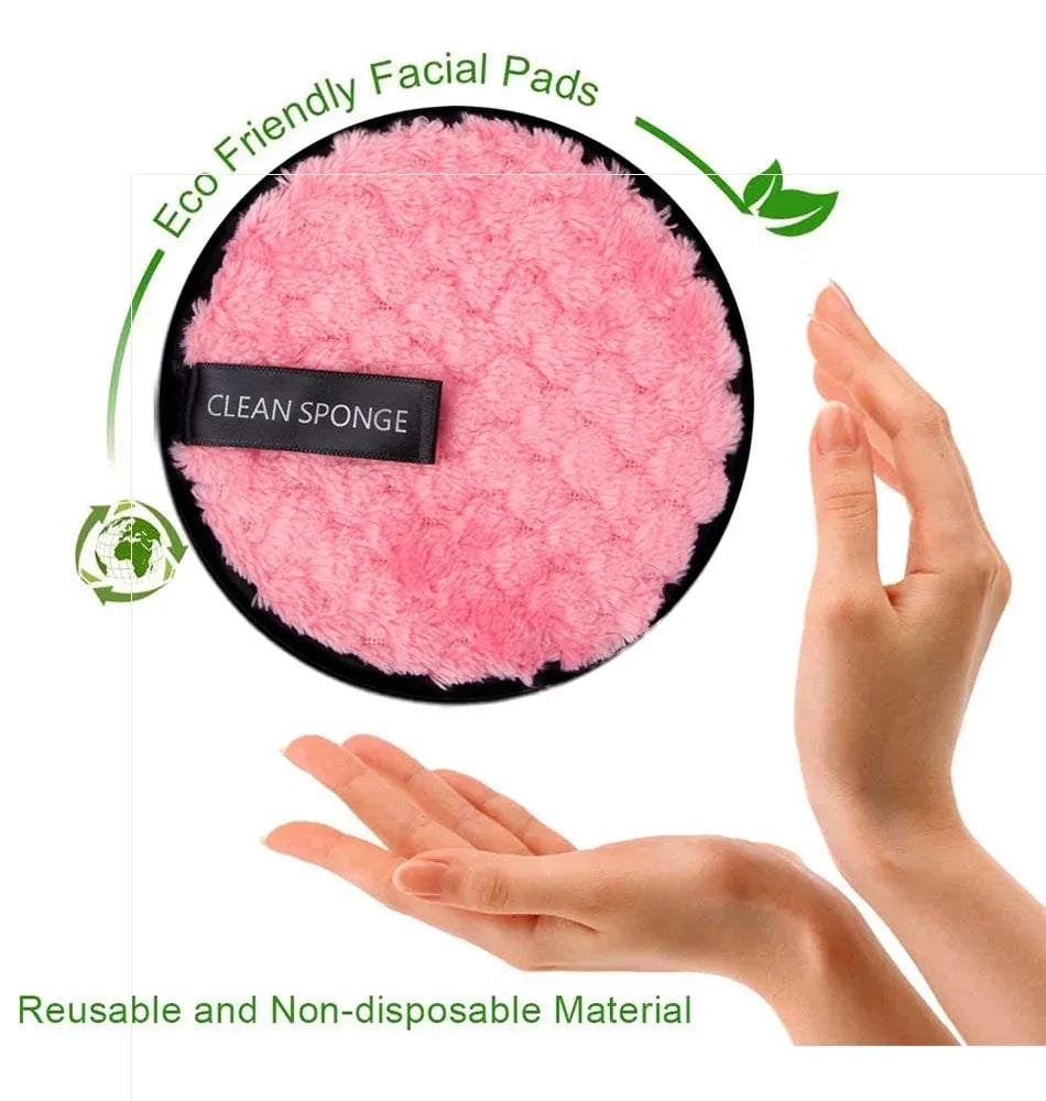4-Piece Reusable Microfiber Makeup Remover Pads - Gentle Cleansing