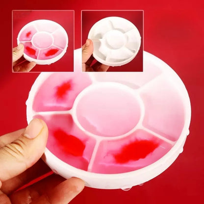 Imitation Porcelain Round Paint Palette with Lid - White Acrylic Tray