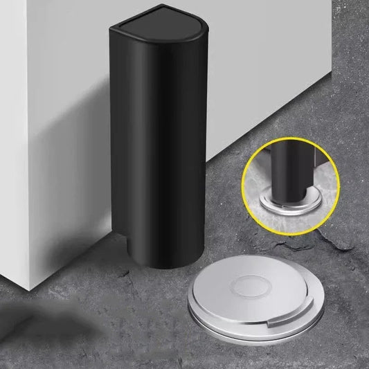 Stainless Steel Magnetic Door Stopper - Nail-Free Gray Black Base