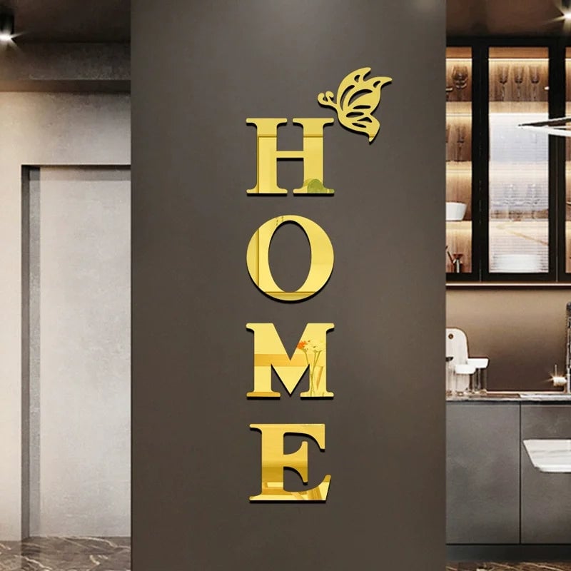 3D Mirror Wall Sticker Acrylic Home Logo Entrance Decor - Reflective