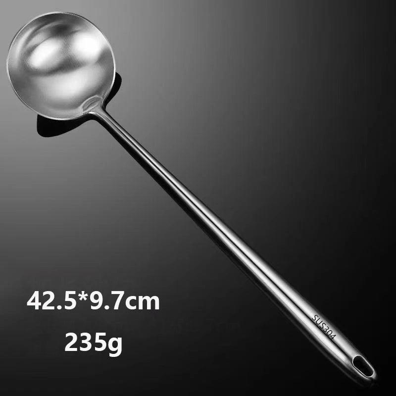 304 Stainless Steel Wok Spatula & Slotted Turner Rice Spoon Set