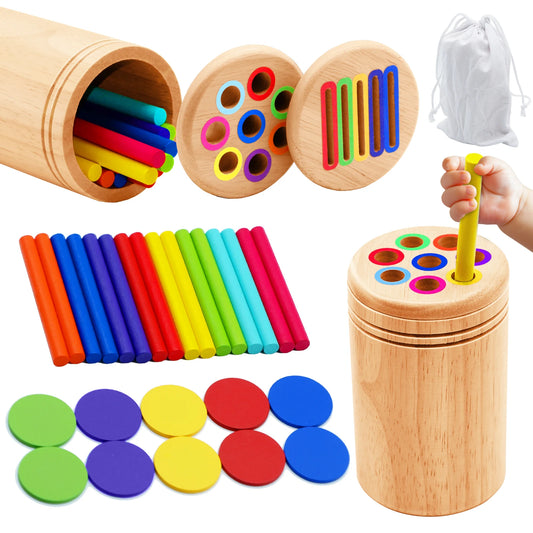 Wooden Color Sorting Shape Matching Educational Puzzle Toy Set