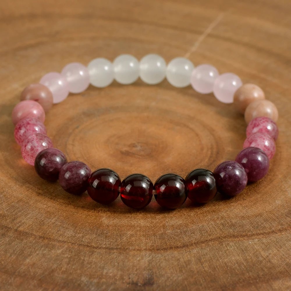 Pink Amethyst Beaded Bracelet - Natural Stone Self Love Jewelry