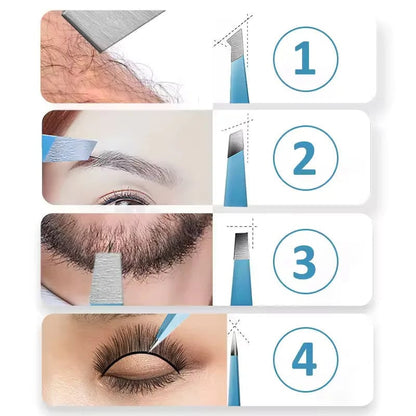 Slanted Stainless Steel Eyebrow Tweezers - Precision Fine Hair