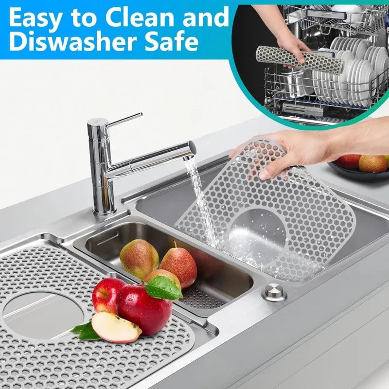 Silicone Kitchen Sink Mat - Folding Non-Slip Heat Resistant Protector