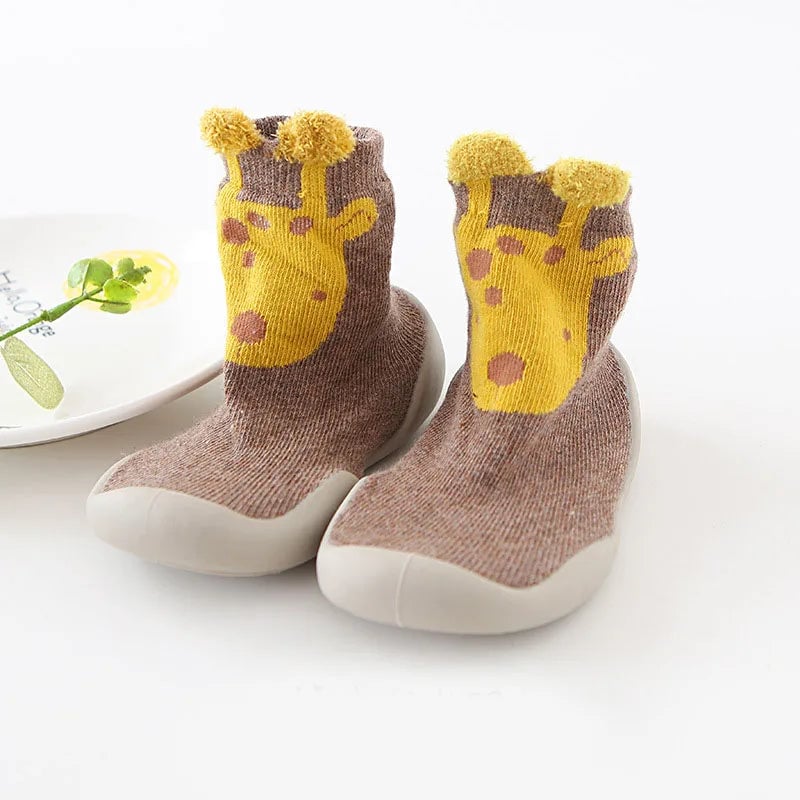 Soft Non-Slip Baby First Walker Shoes - Rubber Sole Knit Booties