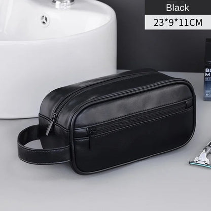 Large Capacity Leather Travel Wash Bag Multi-Pocket Toiletry Organizer