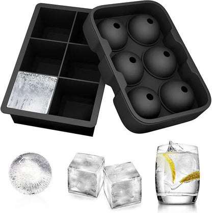 Food Grade Silicone Ice Cube Mold - Round Square Ball Ice Tray