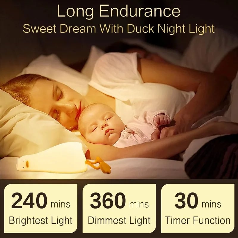 Rechargeable LED Duck Night Light Touch Control Silicone Lamp