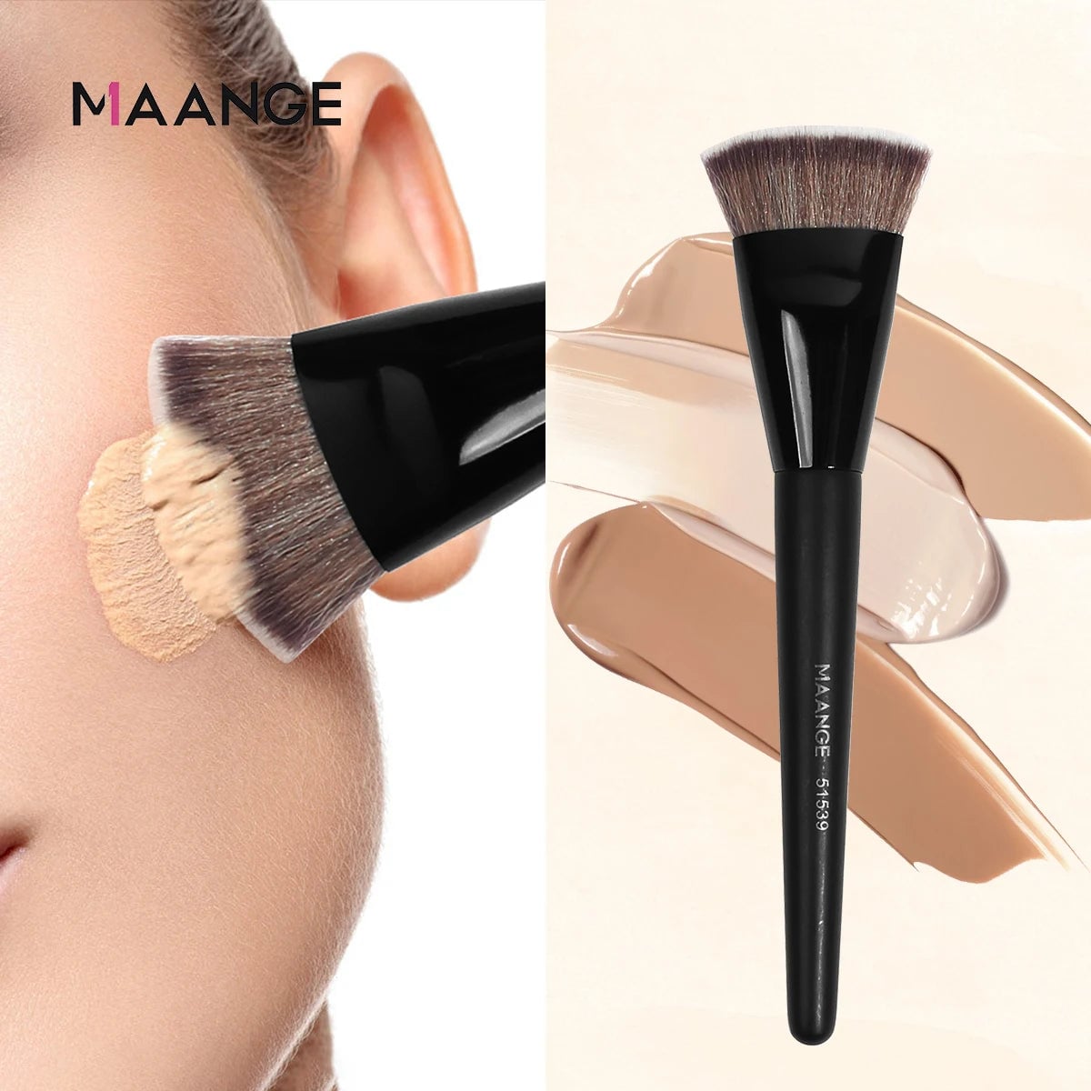 MAANGE Flat Foundation Brush - Professional Makeup Tool with Storage Box