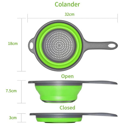 Extendable Collapsible Kitchen Colander - Long Handle Pasta Strainer