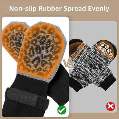 4-Pack Anti-Slip Dog Socks Double Layer Paw Protection Hard Floors