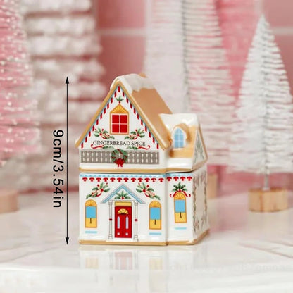 Mini Gingerbread House Spice Jar Set Holiday Village Kitchen Decor