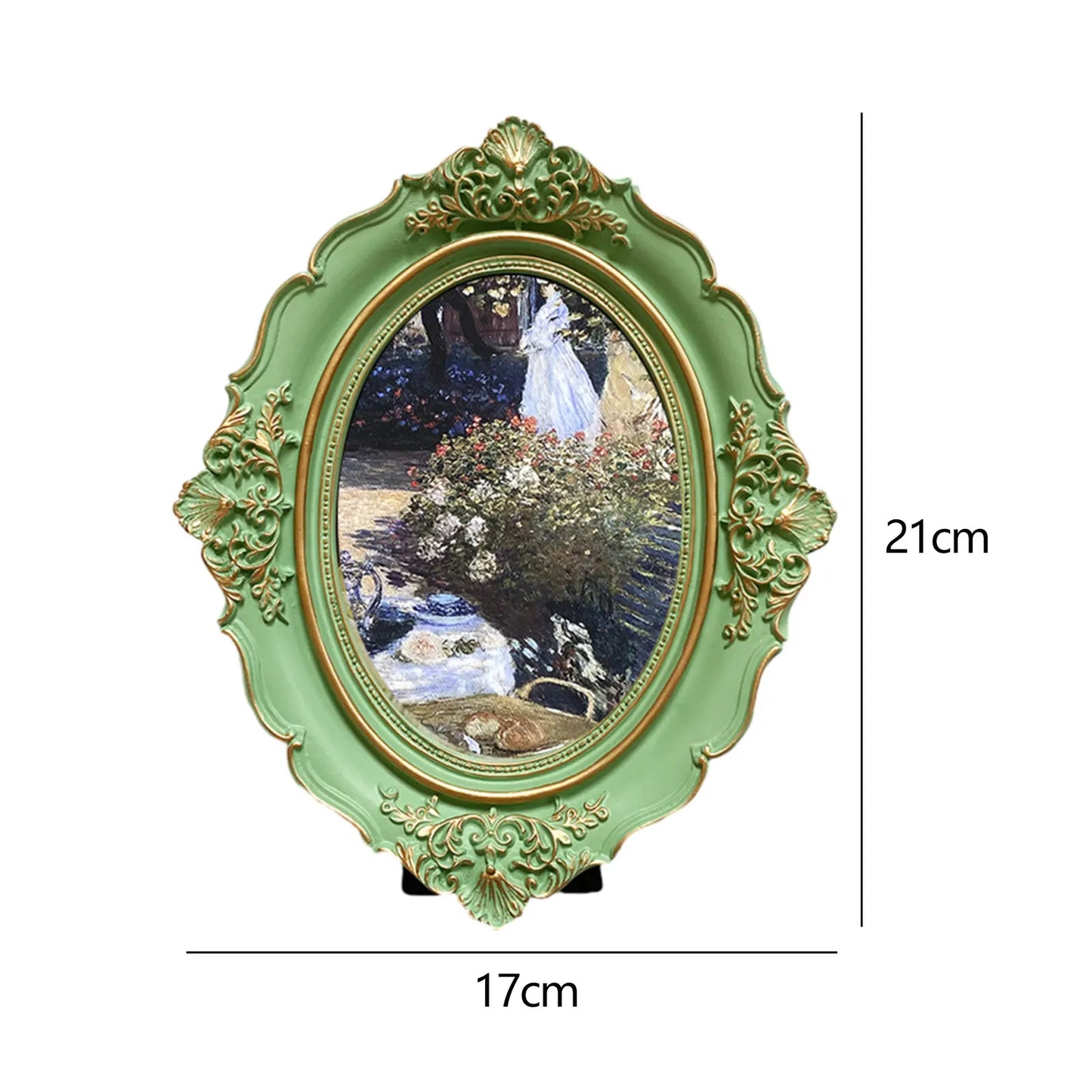 Vintage Baroque Oval Picture Frame - Antique Elegant Tabletop Wall