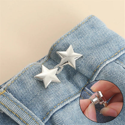 Adjustable Jean Button Clips - Retractable Waist Tightener Buckle