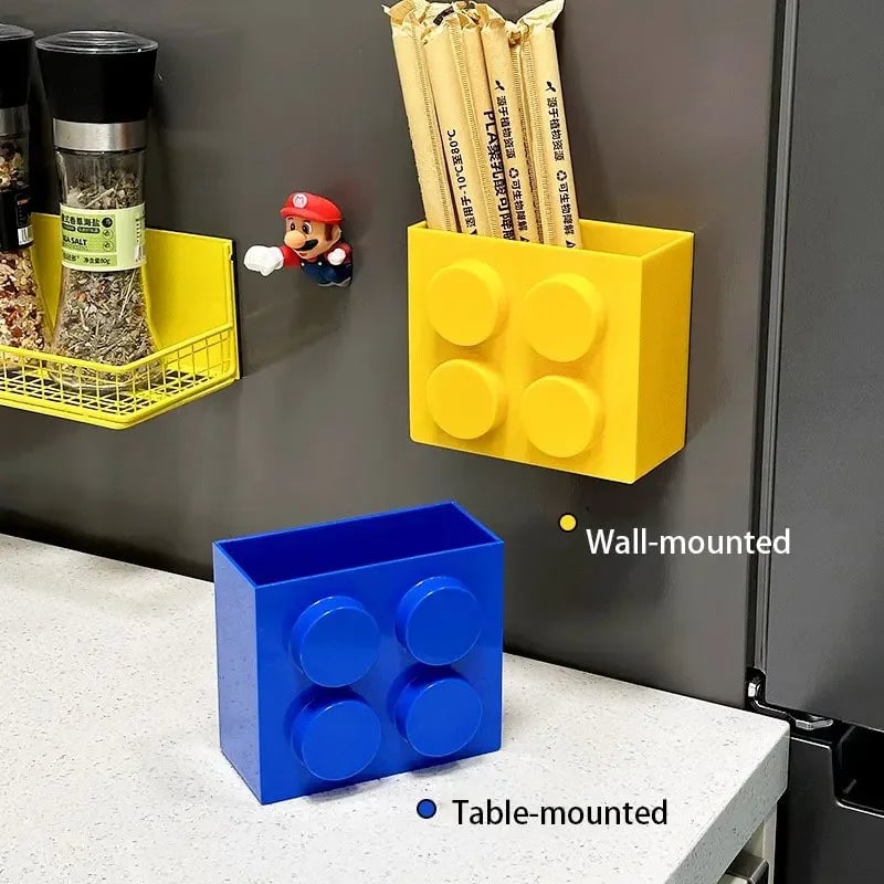 Magnetic Building Block Refrigerator Storage Rack Wall Mount