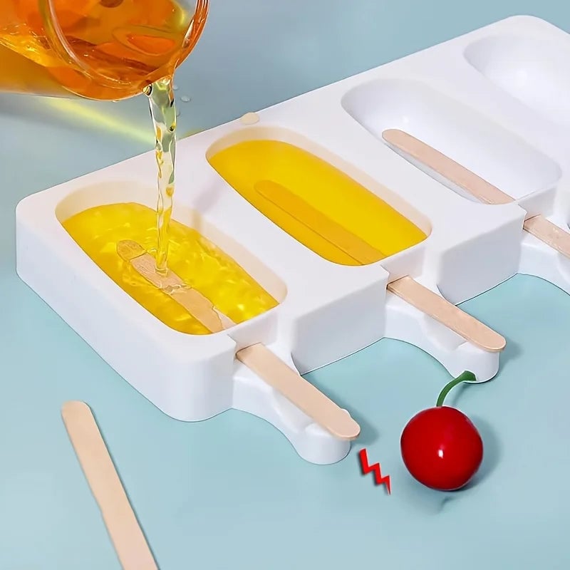 Silicone Ice Cream Mold - 6 Cavity DIY Popsicle Maker Ice Tray