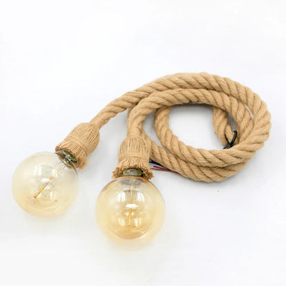 E27 Edison Bulb Hemp Rope Pendant Light Industrial Vintage Lamp