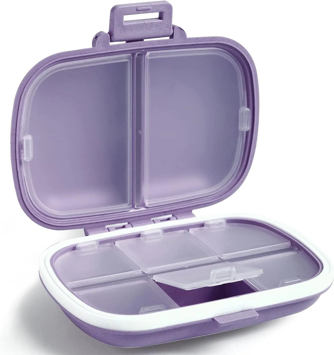8 Grid Wheat Straw Pill Organizer with Seal Ring Travel Medicine Box