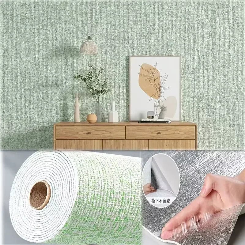 PVC Waterproof 3D Linen Self Adhesive Wall Stickers Bedroom Decor