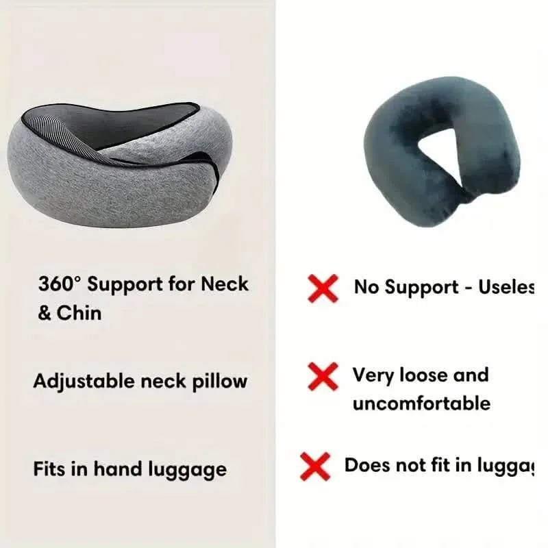 Memory Foam U-Shaped Travel Neck Pillow - Adjustable Support