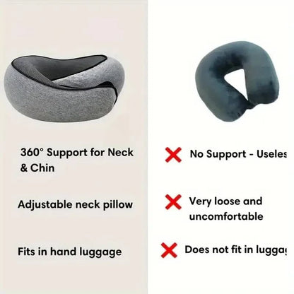 Memory Foam U-Shaped Travel Neck Pillow - Adjustable Support