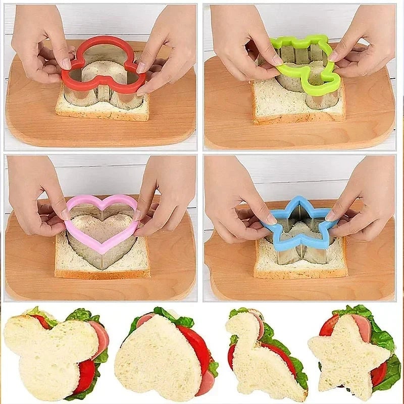 Kids Sandwich Cutters Set Heart Star Mickey Shape Bread Toast Molds