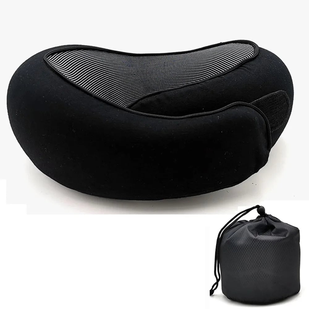Memory Foam U-Shaped Travel Neck Pillow - Adjustable Support