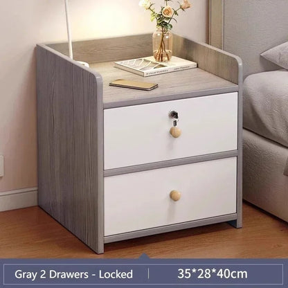 Nordic Modern Nightstand with Drawer - Wood Bedroom Storage Cabinet