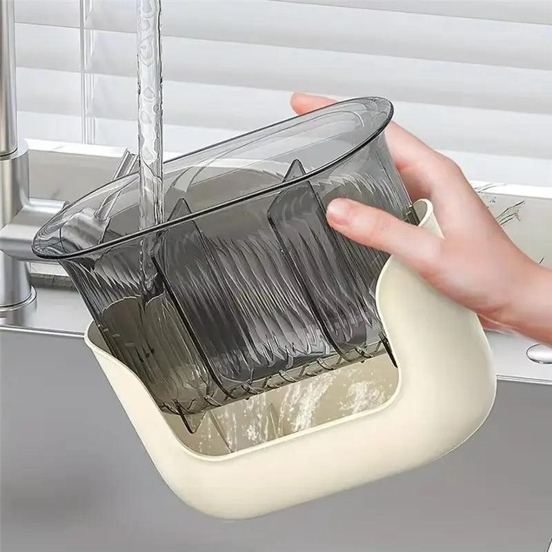 3-Compartment Kitchen Cutlery Holder with Drain - Flatware Organizer