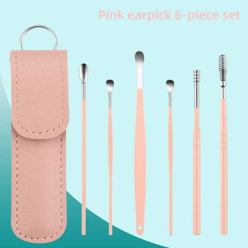 Stainless Steel Ear Cleaning Tool Kit with Pick Set & Storage Bag