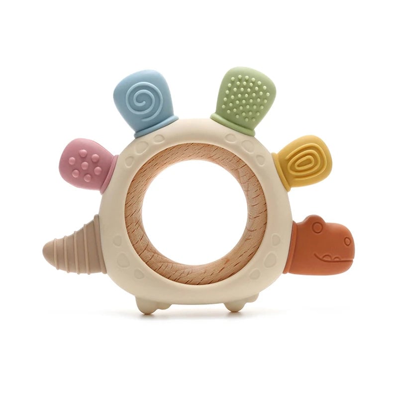BPA Free Silicone Baby Dinosaur Teething Toys Easy Grip Infant Safe