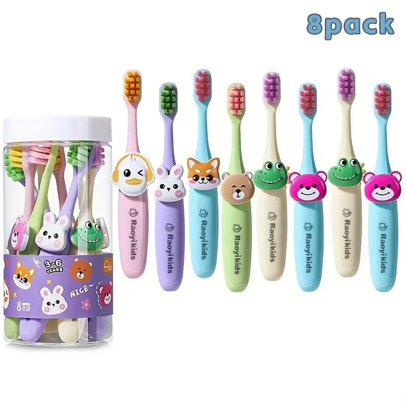 8-Pack Soft Bristle Cartoon Animal Toothbrushes for Kids Ages 2-6
