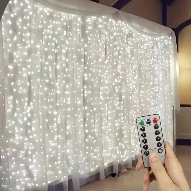 3x3M USB LED Curtain Lights 8 Modes Remote Control Christmas Wedding