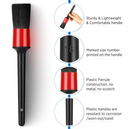 5Pcs Professional Car Detailing Brush Kit - Interior & Wheel Rim