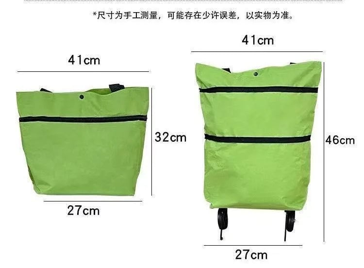 Foldable Shopping Cart with Wheels - Portable Grocery Trolley Backpack