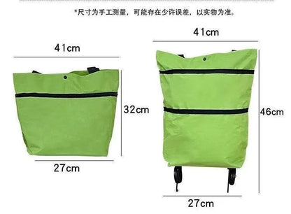 Foldable Shopping Cart with Wheels - Portable Grocery Trolley Backpack