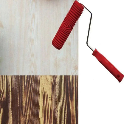 Wood Grain Pattern Paint Roller with Handle - DIY Texture Tool