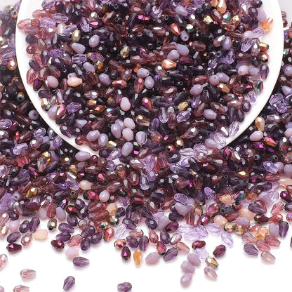Faceted Glass Teardrop Beads 50-100Pcs Mixed Colors 3x5-6x8mm