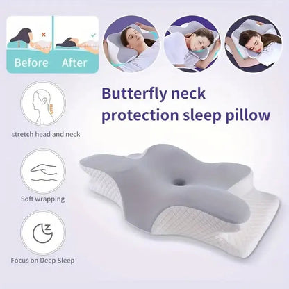 Memory Foam Butterfly Cervical Pillow Orthopedic Neck Pain Relief