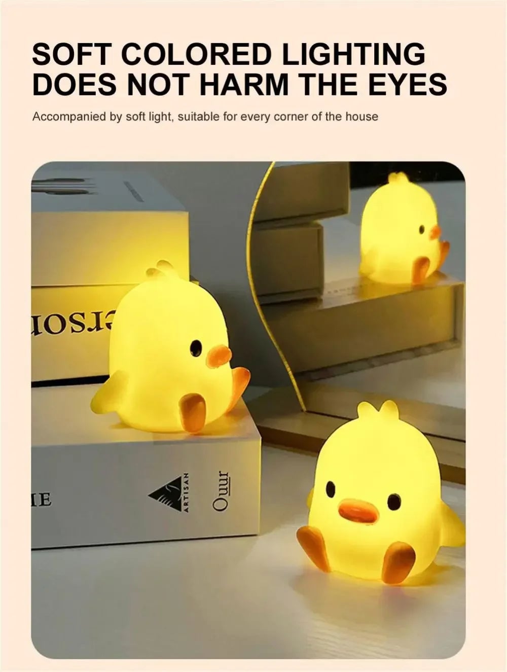 LED Duck Night Light - Soft Silicone Kids Bedside Lamp Animal Design
