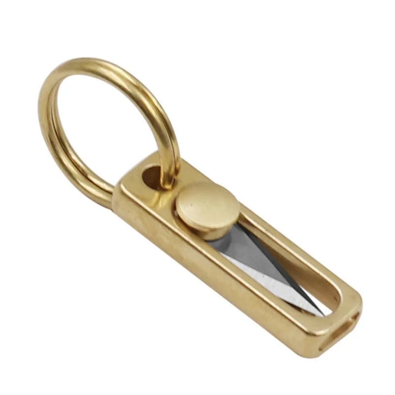 Mini Brass Push Knife Keychain - EDC Package Opener & Camping Tool