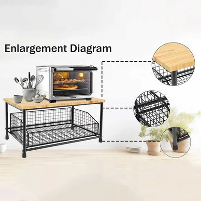 Multi-Tier Kitchen Countertop Organizer Shelf for Microwave & Spices