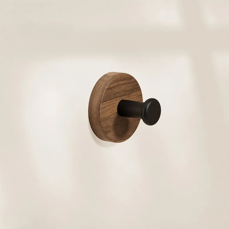 Self-Adhesive Natural Wood Wall Hooks - Modern Coat Hat Key Hanger