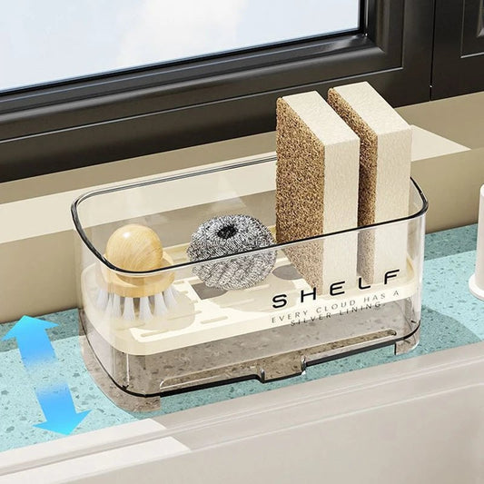 Multifunctional Kitchen Sink Organizer with Drain Rack for Sponges