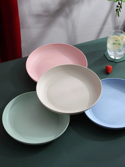 4Pcs Wheat Straw Dinner Plates Set - Lightweight Unbreakable Dishes