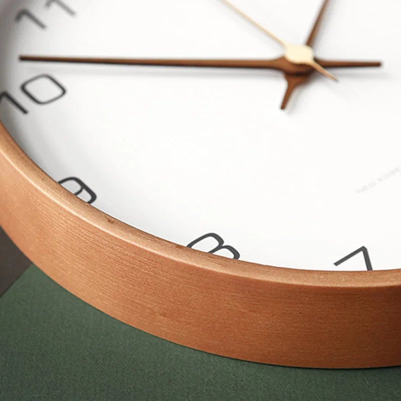 Nordic Solid Wood Wall Clock - Modern Minimalist Design Home Decor