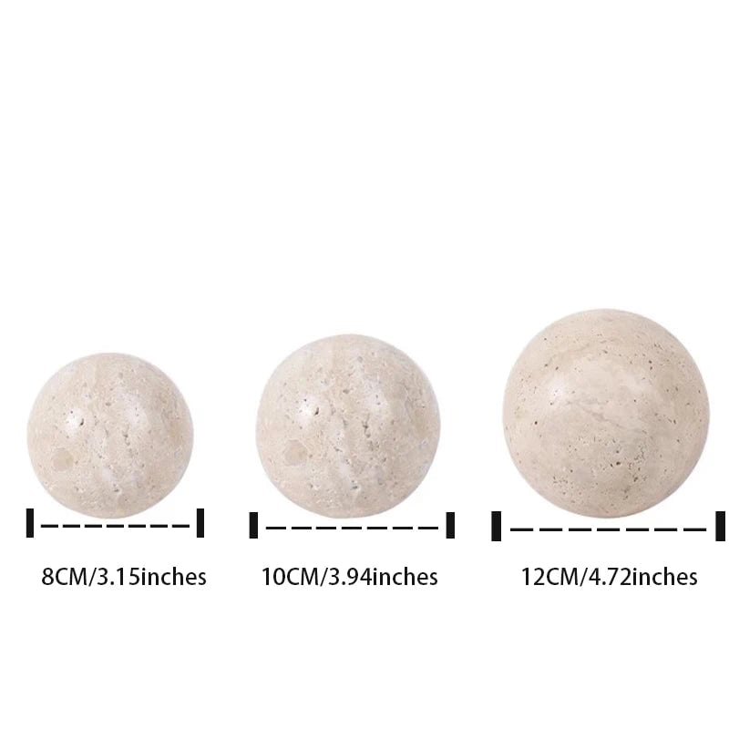 Natural Travertine Marble Sphere - Wabi Sabi Stone Ball Decor