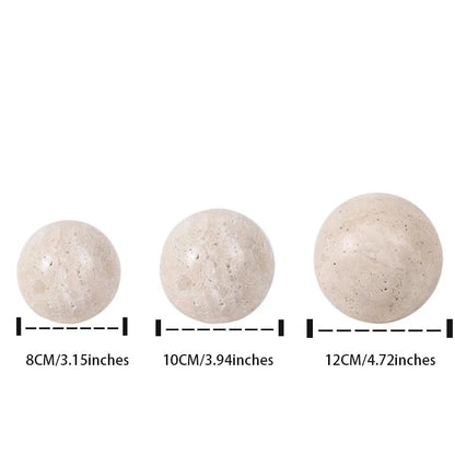 Natural Travertine Marble Sphere - Wabi Sabi Stone Ball Decor